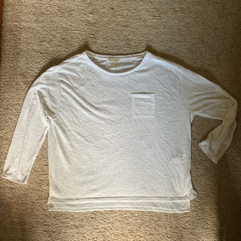H&M White Sheer Cropped Top